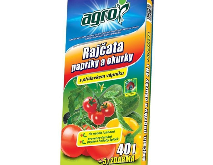 AGRO Substrát pro rajčata, papriky a okurky 40l + 5l zdarma