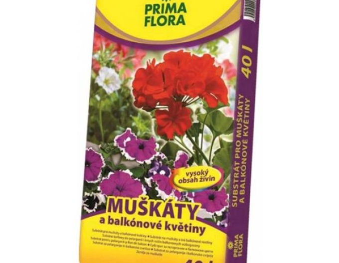 PRIMAFLORA Substrát pro muškáty a balkónové květiny 40l