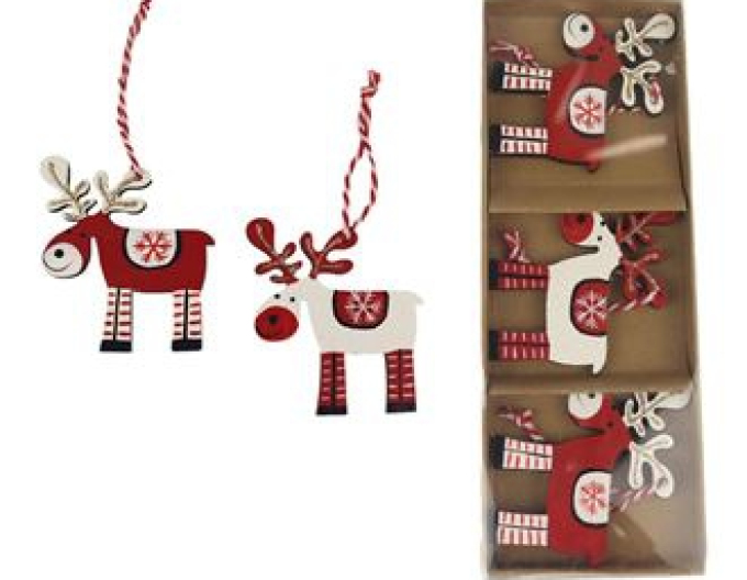 Dřevěný dekorativní sob na zavěšení 3ks