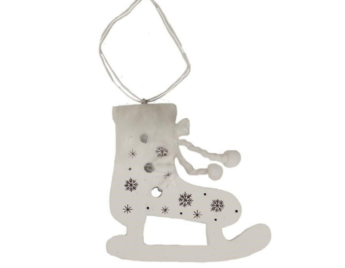 Dekorativní dřevěná brusle bílá k zavěšení