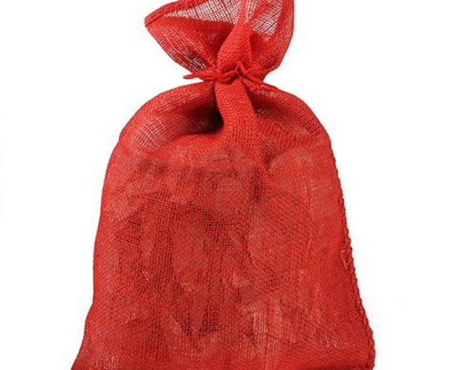 Jutový pytel červený 26x30cm