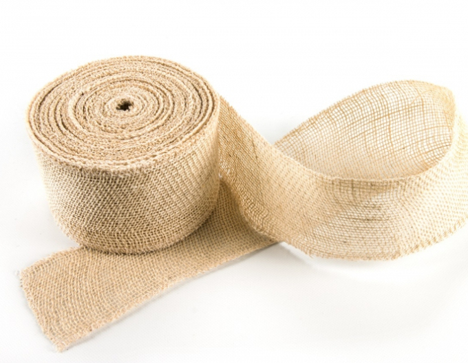 Jutová stuha v barvě slonové kosti 10cmx25m