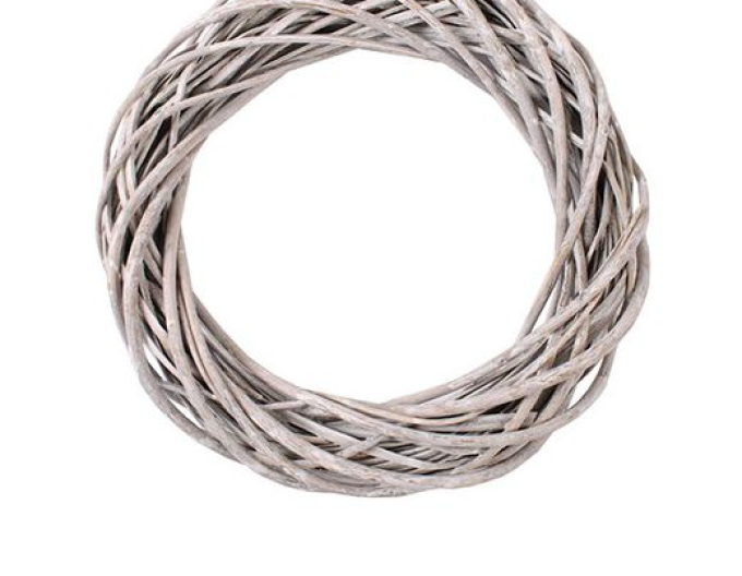 Proutěný věnec šedý 40 cm