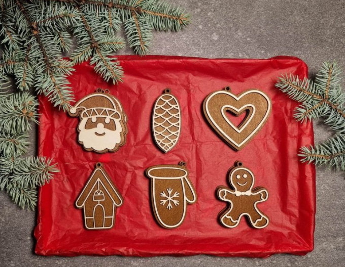 Perníková sada č. 2 - krabice s vánočními ozdobami