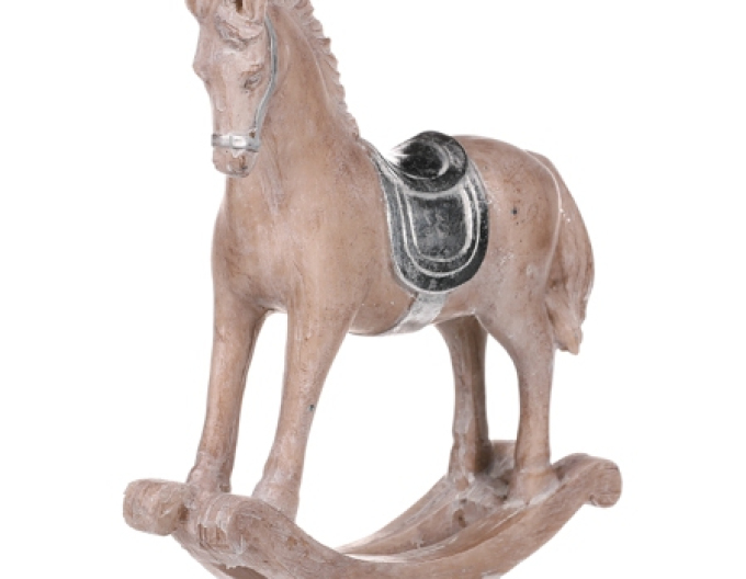 Dekorativní houpací kůň se stříbrným sedlem