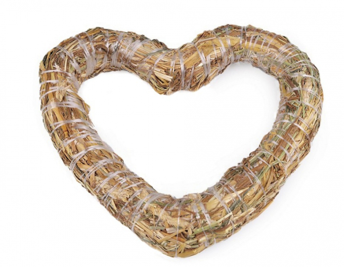 Slaměné srdce 25 cm