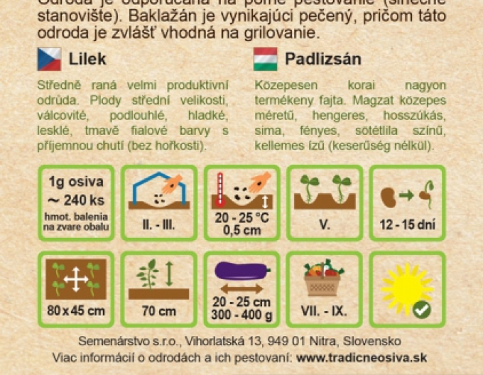 Semenářství Lilek (baklažán) ´Lagada´