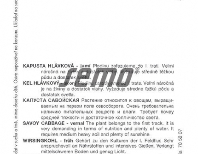 Semo Kapusta hlávková Předzvěst