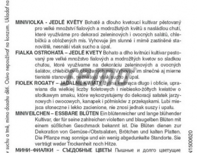 Semo Miniviolka ´Jedlé květy´