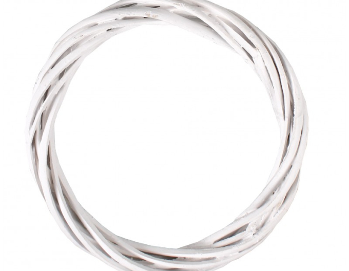 Proutěný věnec bílý 15 cm