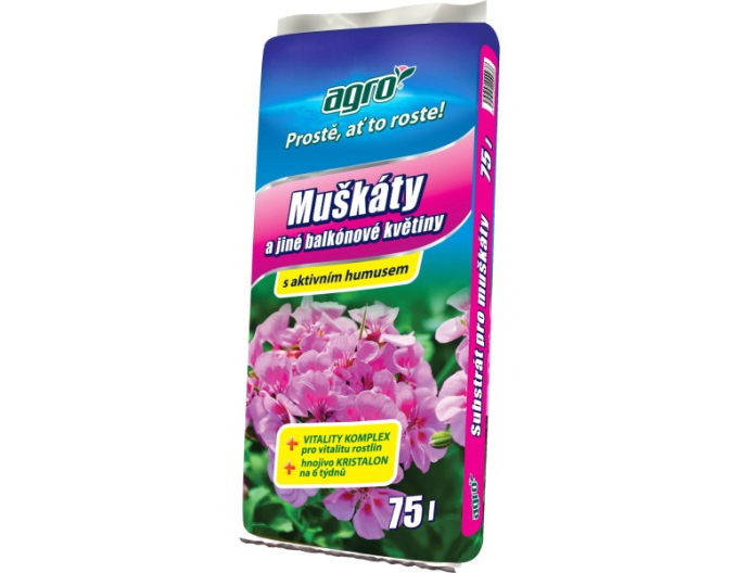 AGRO Substrát pro muškáty a další balkónové květiny 75l