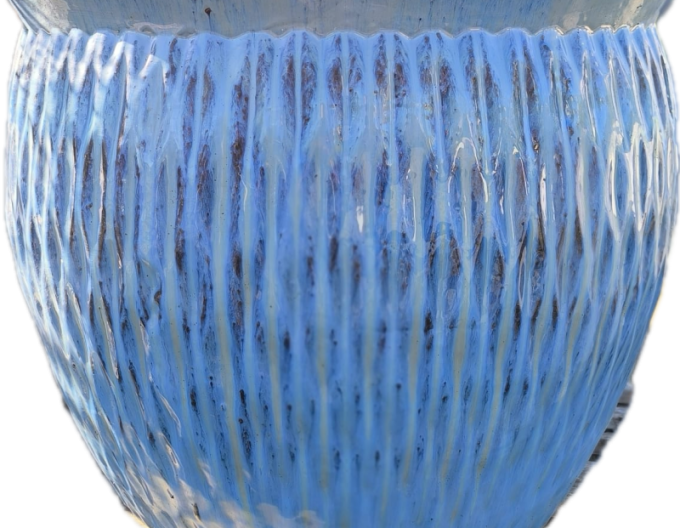 Keramický květináč L - modrý dekor