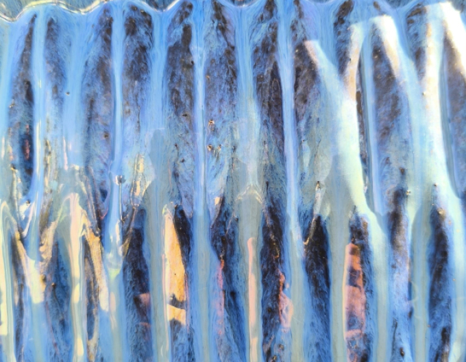 Keramický květináč L - modrý dekor