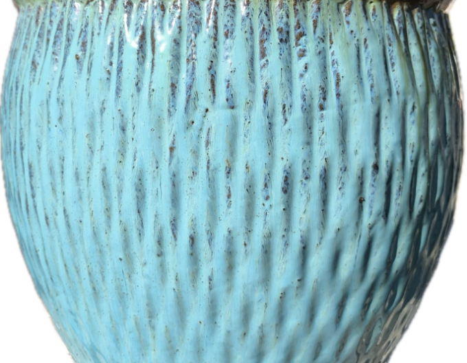 Keramický květináč L - tyrkysový dekor