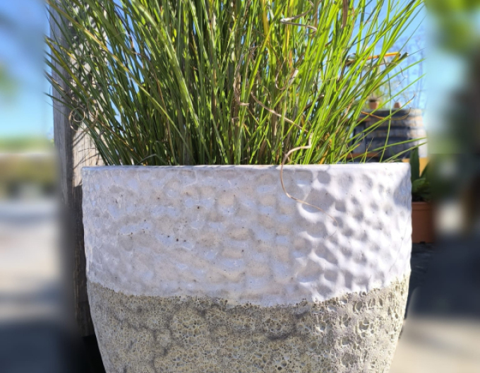 Keramický květináč L - bílý dekor