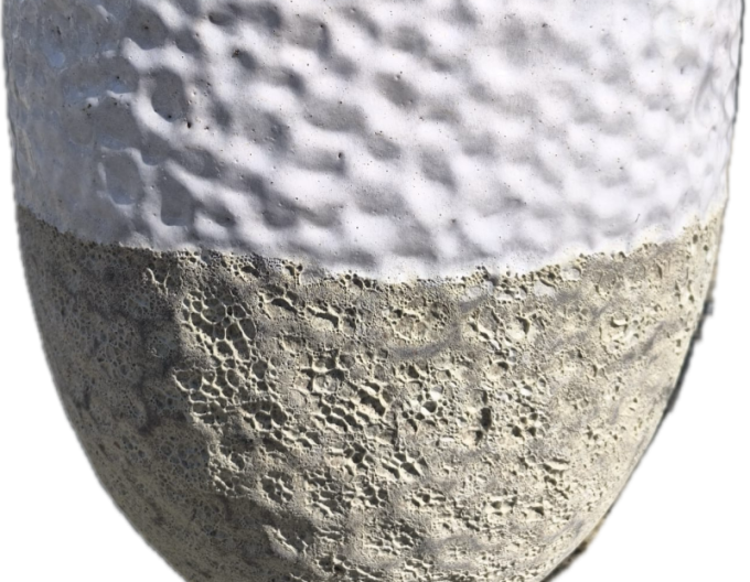 Keramický květináč L - bílý dekor