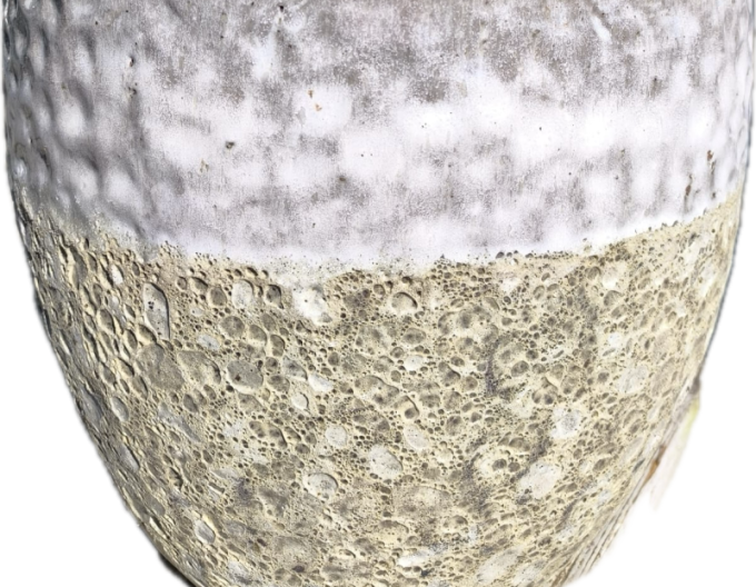 Keramický květináč M - bílý dekor