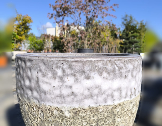 Keramický květináč M - bílý dekor