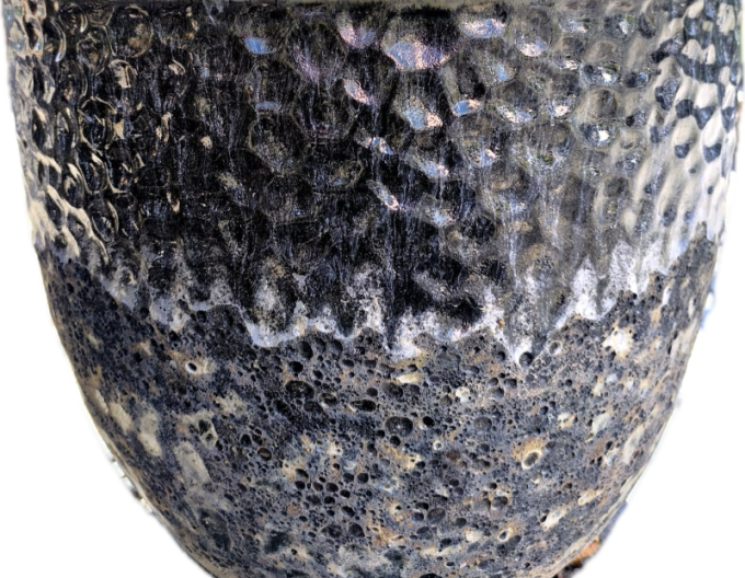 Keramický květináč M - černý dekor