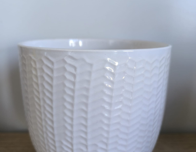 Keramický obal na květináč bílý s leskem