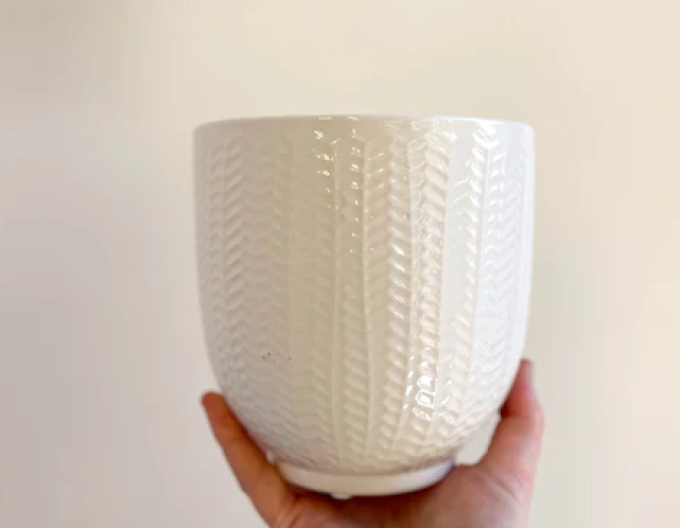 Keramický obal na květináč bílý s leskem