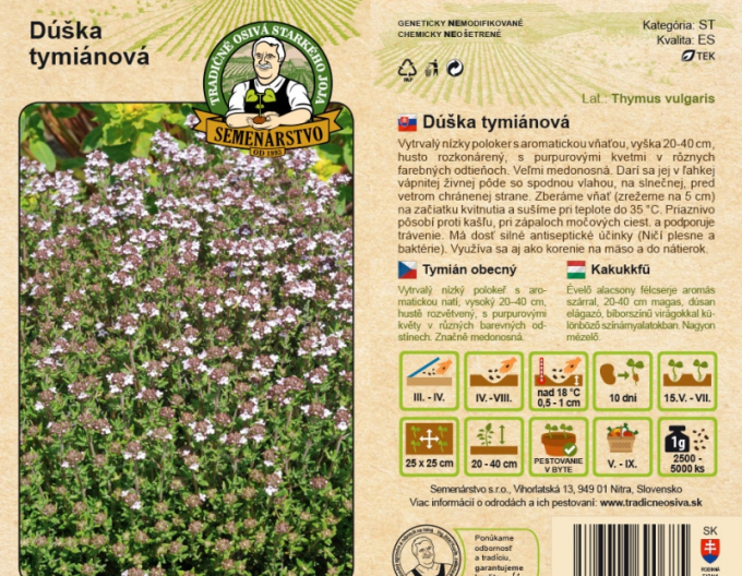 Semenářství Tymián obecný