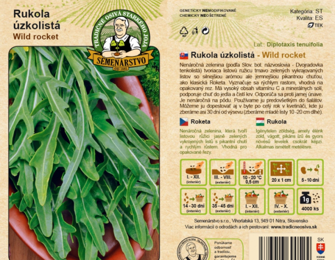 Semenářství Roketa úzkolistá ´Wild rocket´
