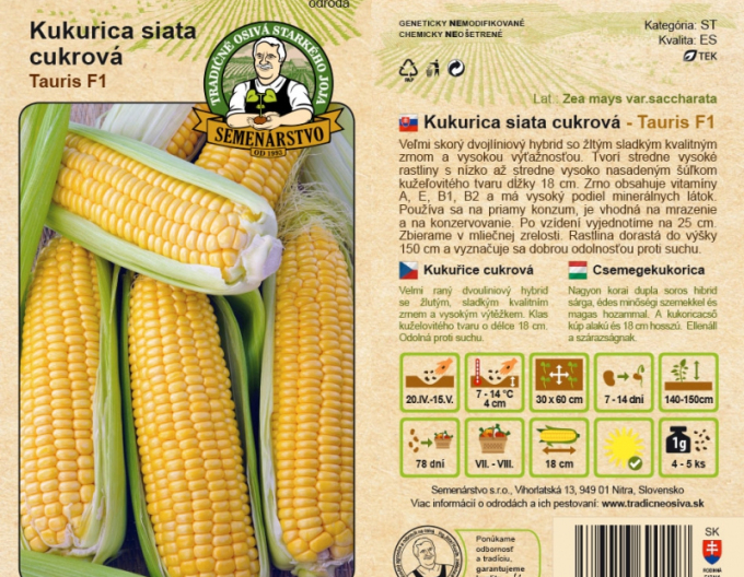 Semenářství Sladká kukuřice ´Tauris F1´