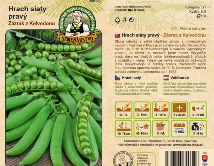 Semenářství Hrách setý dřeňový Zázrak z Kelvedonu