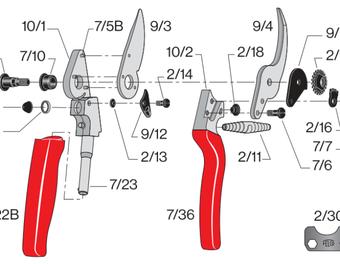 FELCO 10 Levoruké zahradnícke nůžky