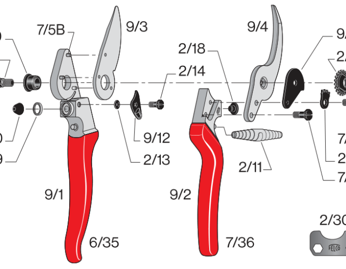 FELCO 9 Levoruké zahradnické nůžky