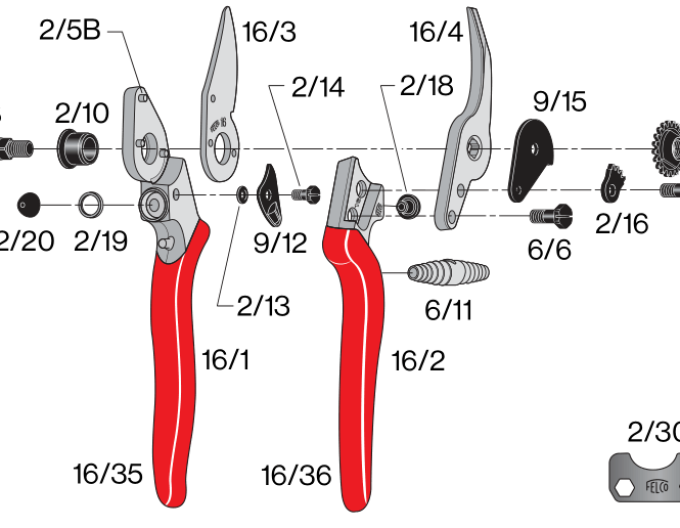 FELCO 16 Levoruké zahradnické nůžky